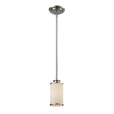 Z-Lite Savannah 1 Light Mini Pendant, Brushed Nickel & Matte Opal 412MP